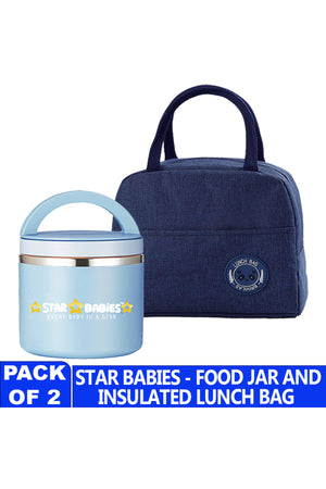 Star Babies Insulated Mini Lunch Bag with Stainless Steel Food Jar- Blue