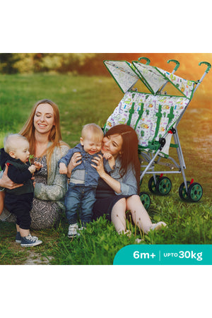 MOON Jet Plus Twin Buggy Lightweight Travel strollers -Umbrella Fold- up to 30Kg,6m+ - Green