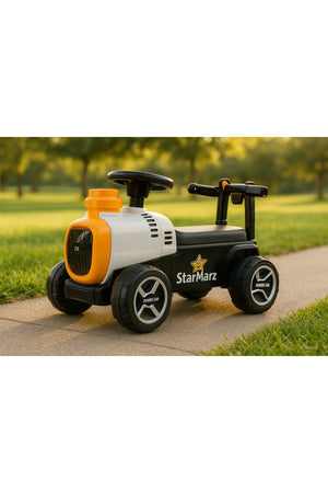 StarMarz Tractor Ride-On Car – Foot-to-Floor Baby Push Tractor with Steering Wheel, Rear Handle & Smooth Wheels – Indoor/Outdoor Toddler Ride-On Toy (1–4 Years) – Yellow & Black