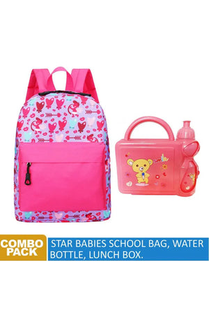 Star Babies - School Bag 13.8-inches & 2 Compartment Lunch Box - Pink