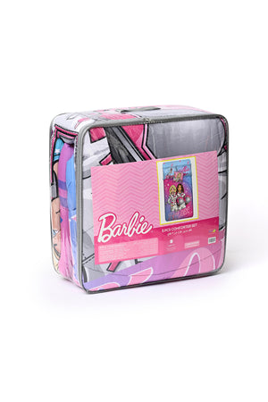 Barbie 5-In-1 Bnb Comforter Set – Brushed Microfiber With Polyester Shell – Pink