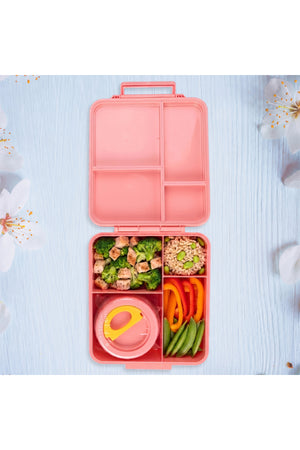 Cocobee Cherry Tritan Bento Lunch Box With Food Jar, 4 Compartments, Bpa Free, Leakproof, Microwave Safe, 1.87L – Pink