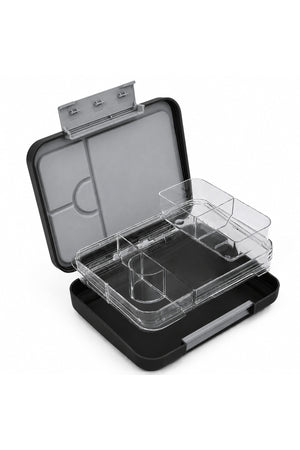 StarMarz Bento Glitter Lunch Box – 4-6 Compartments | 3 Sandwich Cutters | 2 Fruit Pickers | 1195Ml | Detachable Tray – Black