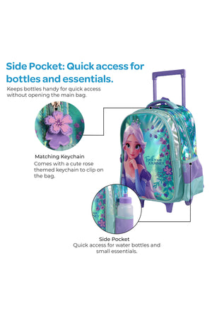 MOON Elsa 3 in 1 Trolley Set - (16-Inch) Premium Kids School Bag with Lunch Bag & Pencil Case