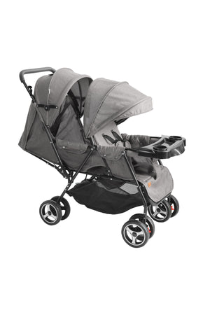MOON Magnum Tandem Easy Fold Twin Travel Stroller,cool grey