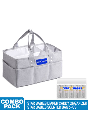 Star Babies - Caddy Diaper Bag Organizer with Scented Bag 5pcs - Grey/White