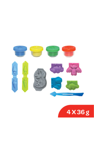 MOON Funny Dino Dough Creations Set of 4 with Molds for 3+ Years – Multi Color.