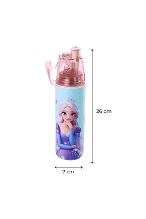 MOON Elisa Frozen Theme Water Bottle with Spray Mist | Cooling Spray | BPA-Free Stainless Steel | Leak-Proof for School, Camping, Hiking, Outdoor Play | Boys Water Bottle |500ml