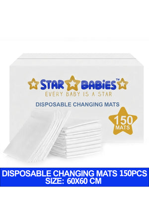 Star Babies Disposable Changing Mats 60x60cm- Pack of 150 -White