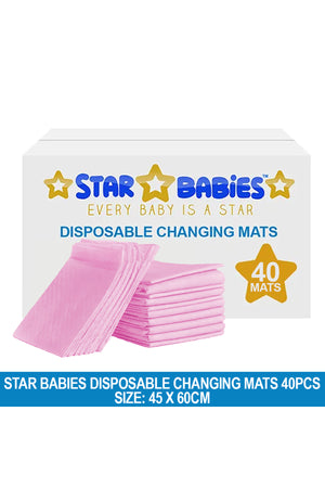 Star Babies - Disposable Changing Mat - L - 45 X 60 cm - 40pcs - Pink