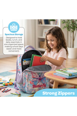 MOON Kids Backpack - (16-Inch) Premium Kids School Bag - Butterfly