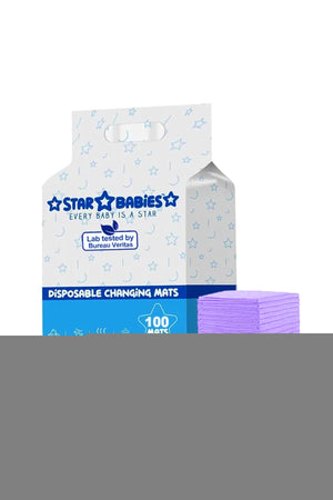 Star Babies - Disposable Pack Of 100 Changing mats (45x60cm) Large - Lavender