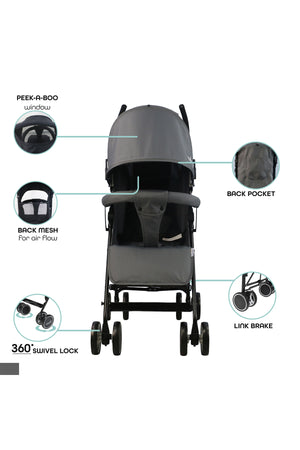 MOON Neo Plus Light Weight Travel Stroller,Mid Grey