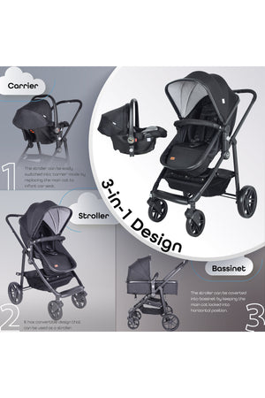 MOON Tres 3 in 1 Travel System -Black