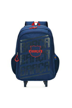 FC Barcelona 3 in 1 Trolley Set for Children Over 8 Years – BARCA Football Premium Trolley Backpack with Lunch Bag & Pencil Case, Dual Compartment School Bag for Kids & Teens, Travel & College Backpack