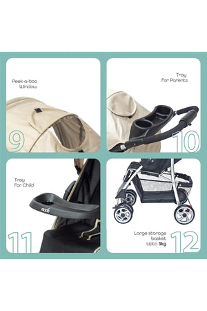 MOON Trek - One Fold Stroller - Beige
