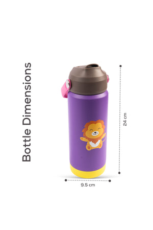 Cocobee-Insulated Stainless Steel Water Bottle, Leakproof, Odour Free, Soft Handle Grip, 500Ml, 3 Years+ – Purple
