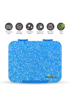 StarMarz - Unicorn Blue Bento Glitter Lunch Box wth Plastic Water Bottle Shark (480ml) - Pink