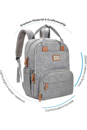 MOON NUTRA Diaper Backpack - Grey Melange