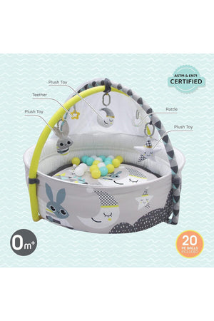 MOON A good night baby pool mat with mosquito net + 20 pcs balls, Om+, Baby playmat & Activity Gym