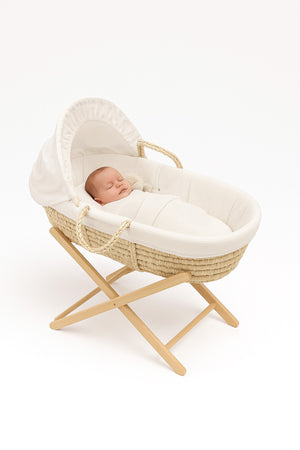 Kikibebe Wooden Fun Moment Moses Basket With Foldable Stand – Wood