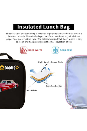 Star Babies - Star Babies Retro Car Bento Lunch Box with 4 Compartments, BPA Free, Leak-Proof with insulated Lunch Bag
