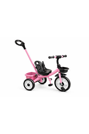StarMarz Kids Tricycle with Push Handle | Toddler Ride-On Bike with Safety Seat, Backrest & Storage Basket | Baby Trike for Boys & Girls (1–4 Years) - Pink