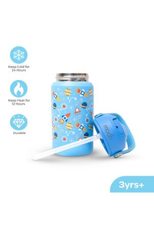 MOON Kids Insulated Water Bottle – BPA Free,Leak Proof Sipper for Toddlers – Eco-Friendly – Stays Cold or Warm for Hours - Space Adventure