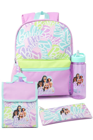 Barbie Girls Purple Printed 4 Piece Backpack Set / school bag set