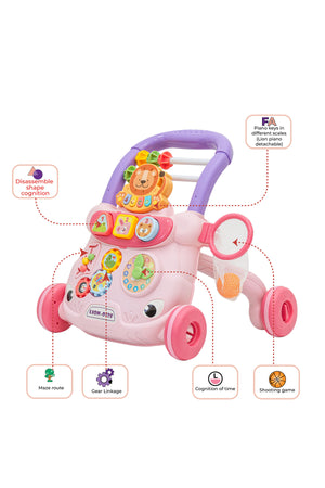 MOON Baby Push Activity Walker with Weight Increase Tank Design for Perfect Balance-Pink