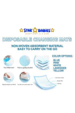 Star Babies - Combo Disposable Changing Mat - 100 pcs with Diaper Caddy