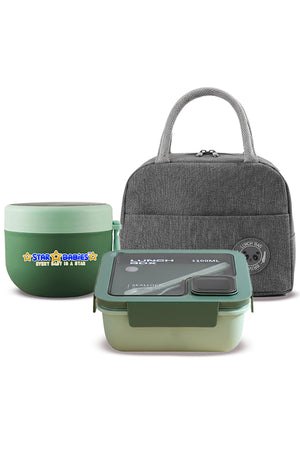 Star Babies 3-in-1 School Lunch Combo – Insulated Lunch Bag, Leak-Proof Bento Lunch Box, and Stainless Steel Mini Food Jar Set for Kids, Toddlers & School