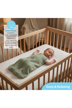 MOON Organic Crinkle Muslin Sleep sack 2.5 Tog (0-6Months )-Green