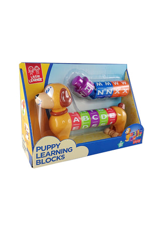 Little Learners Puppy Learning Blocks - Alphabet Blocks for Kids, 10 Blocks Set