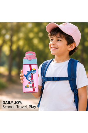 StarMarz - Unicorn Blue Bento Glitter Lunch Box wth Plastic Water Bottle Shark (480ml) - Pink