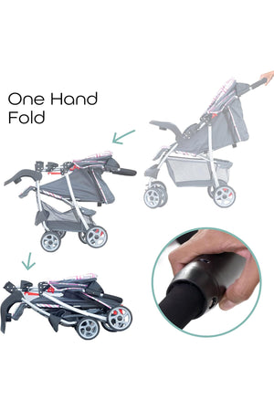 MOON Trek - One Fold Stroller - Pink Stripes