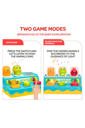 MOON Pop Up Animals Toy for Kids with Music, Sensory Toys Portable Baby Toys ,for 6-18 Month