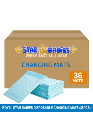 Star Babies - Disposable Changing mats (45x60cm) Large 36 Pcs - Packaging May Vary - Blue