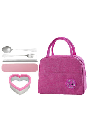 Star Babies Insulated Mini Lunch bag, Sandwich Cutter, fork and spoon set- Pink