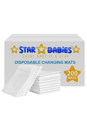 Star Babies White Disposable Changing Mats - Pack of 200 with 10pcs Ear Cover Free