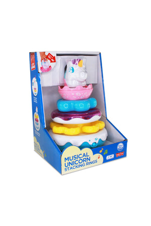 Little Learners Magical Unicorn Stacking Rings - Electronic Rings, Wobbly Base, Sing Along, 12M+