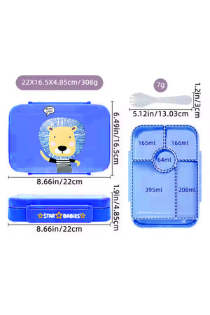 Star Babies - Star Babies Brave Lion Bento Lunch Box with 4 Compartments, BPA Free, Leak-Proof with Anti Spil Stainless Steel 500ml Water Bottles, Vacuum Insulated Double Wall Travel Bottle with Leak-Proof Straw Lid