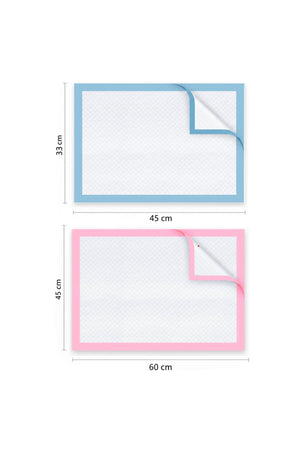 Star Babies -Premium Disposable Changing Mats (Pack of 100) “ 50pcs (33x45cm) & 50pcs (45x60cm) “ Ultra-Absorbent Leak-Proof diaper Underpads for Babies, Toddlers, and Travel “ Blue