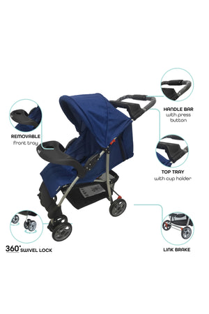 MOON Bezik - One Fold Stroller,Royal blue