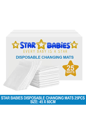 Star Babies - Disposable Changing Mat - L - 45 X 60 cm - 25pcs - White