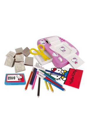 Multiprint Hello Kitty Sticker Machine – Includes 1 Sticker Maker, 1 Album, 12 Markers, 7 Stampers, 1 Ink Pad & Scissors – DIY Sticker Craft Kit for Kids