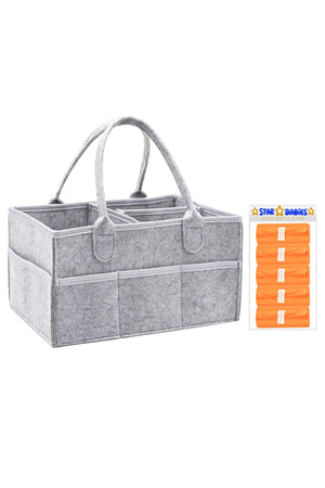 Star Babies - Baby Diaper Caddy & Scented Bag Roll Set - Grey/Orange - 6 Pcs