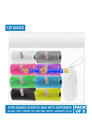 Star Babies - Scented Nappy Bag Pack of 8/120 Bags w/ Dispenser