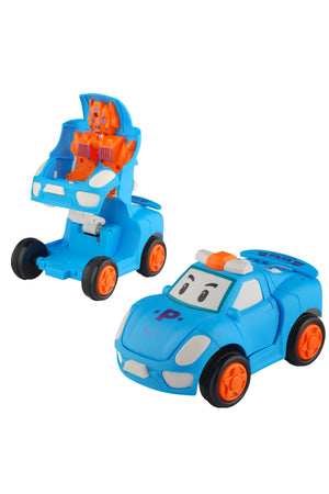Urban Tots Transformer Mini Racing Robot Car – Push & Go Action Toy For Kids - Multicolor