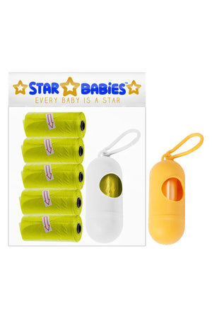 Star Babies - Pack of 5/75 Bags Scented Bag Yellow & Assorted Dispenser
